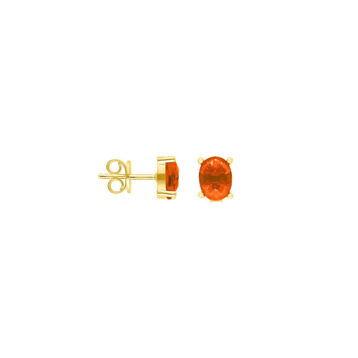 Boucles D'oreilles Ovales Argent Doré En Cristal Orange