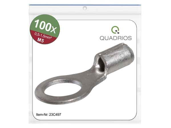 Quadrios 23C497 Ringkabelsko Tværsnit (max.)=1.5 mm² Hul-dia.=5.3 mm Uisoleret 100 stk