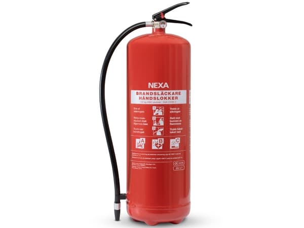 Nexa brannslukningsapparat, RØD 12kg ABC pulver 55A, veggfeste