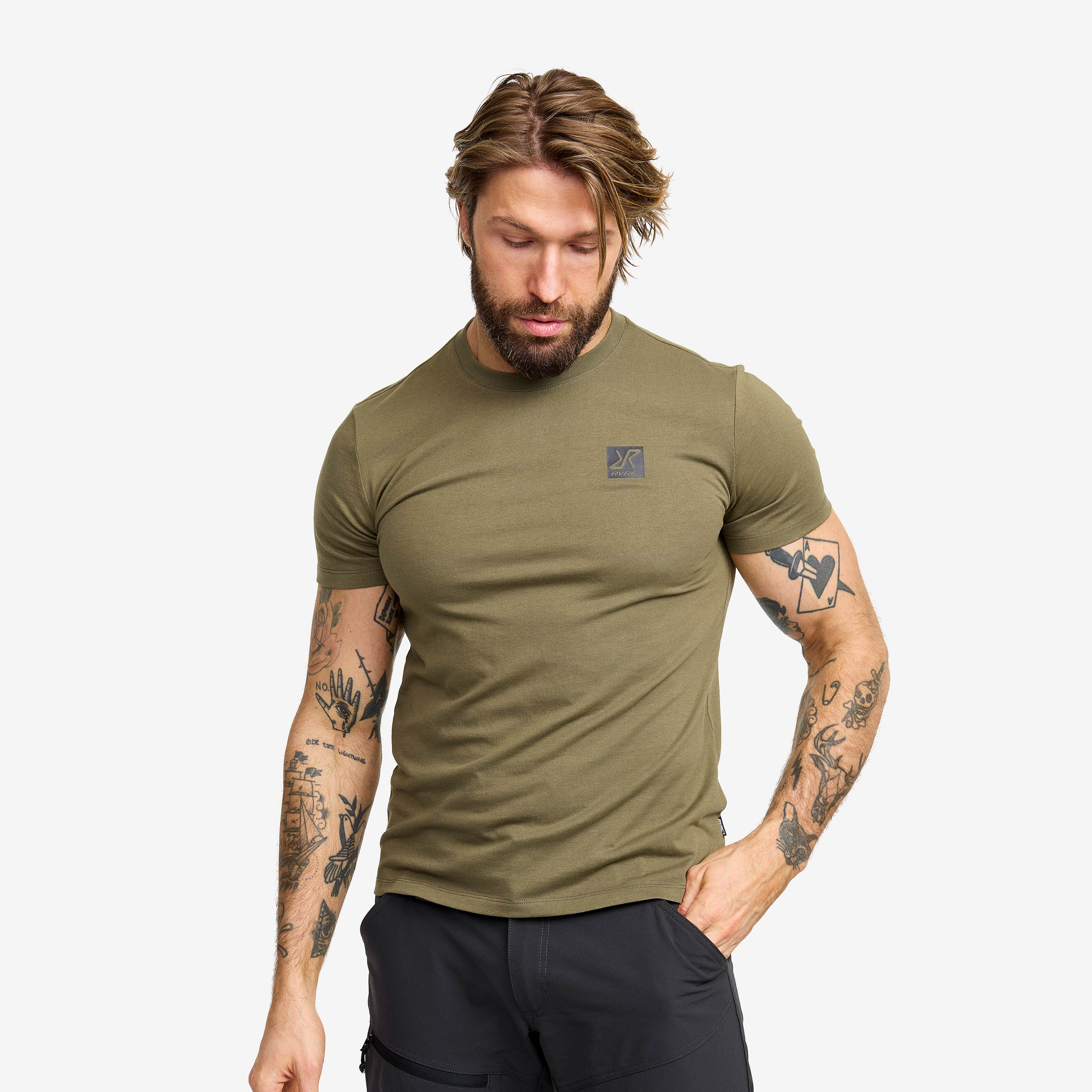 Easy Graphic Logo T-shirt Slim Fit Herre Burnt Olive