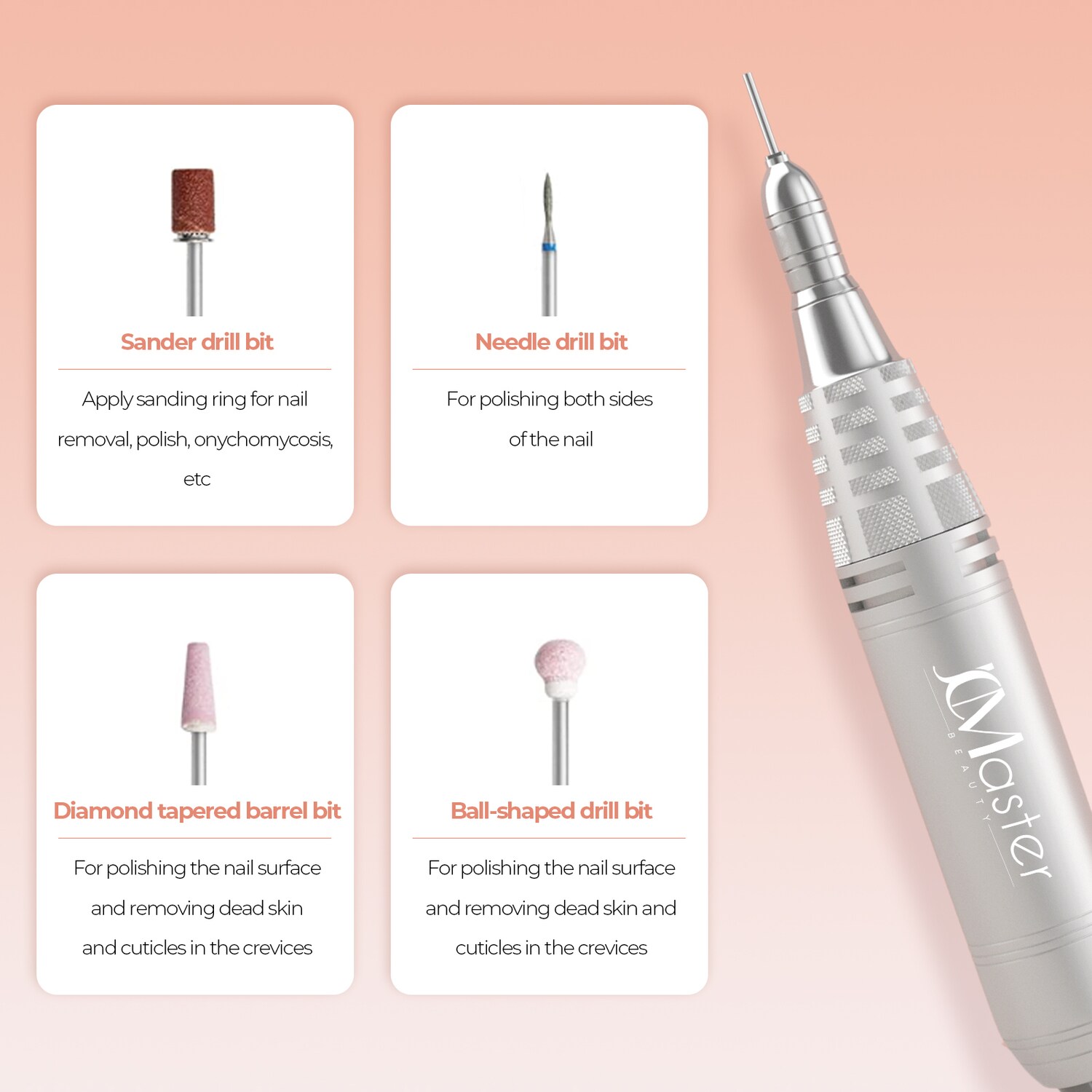 JCMASTER® TouchPro+ Nagelfräser 35000 Umin Gelnägel & Acrylnägel Profi Set Elektrisch, Fußpflegegerät, Kunstnägel, Stufenlose Regulierung