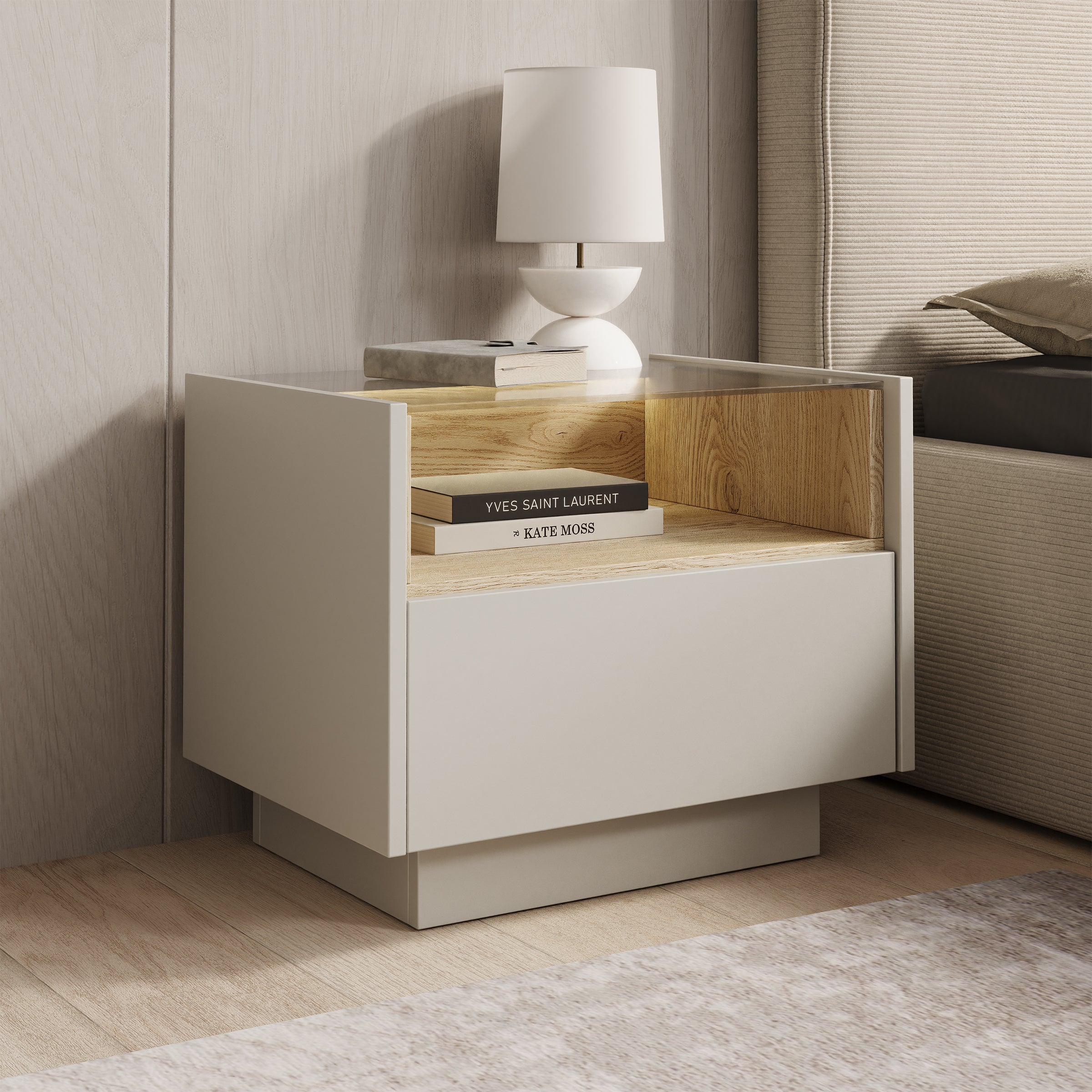 Heath - Nachtkastje - Beige - 53x40x43 cm