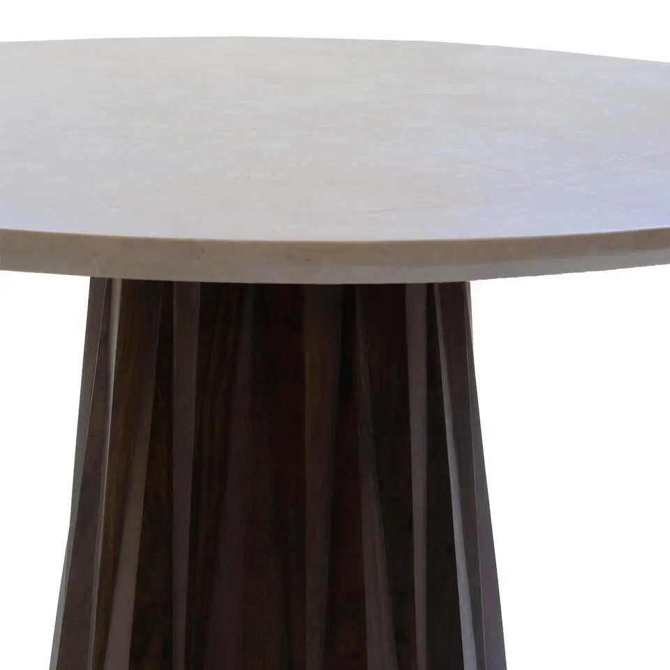Eettafel Rond Ø150cm - Donkerbruin Marmer/Mangohout - Faiza