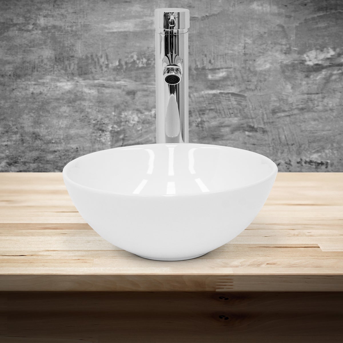 ML-Design keramische wastafel in glanzend wit, Ø 28 x 11,6 cm, inclusief afvoergarnituur, ronde opzetwastafel zonder overloop, moderne wastafelmeubel, wastafel, wastafelmeubel, fonteintje, voor badkamer