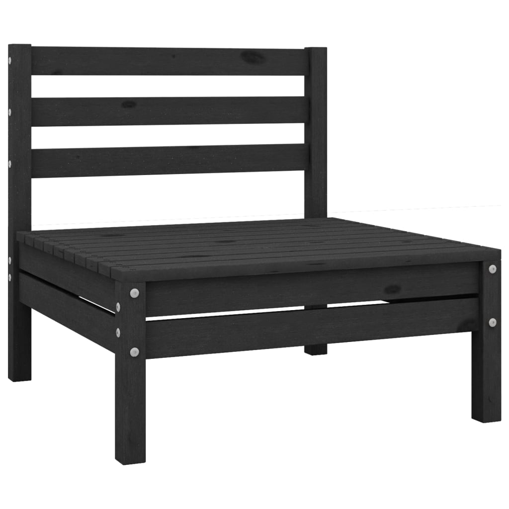 Salon de jardin meuble d'extérieur ensemble de mobilier 6 pièces bois de pin massif noir