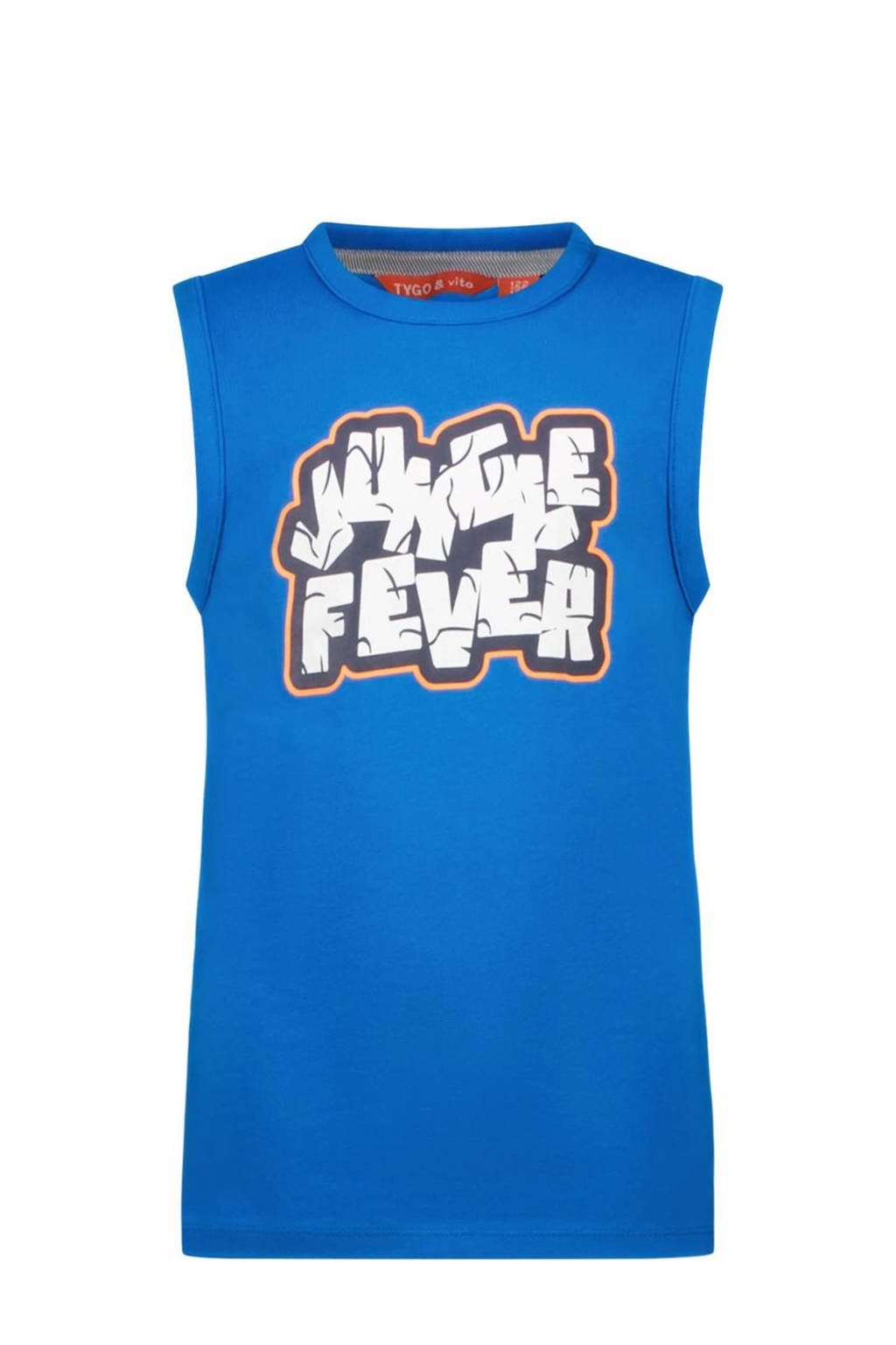 TYGO & vito T-shirt Daan met printopdruk hardblauw