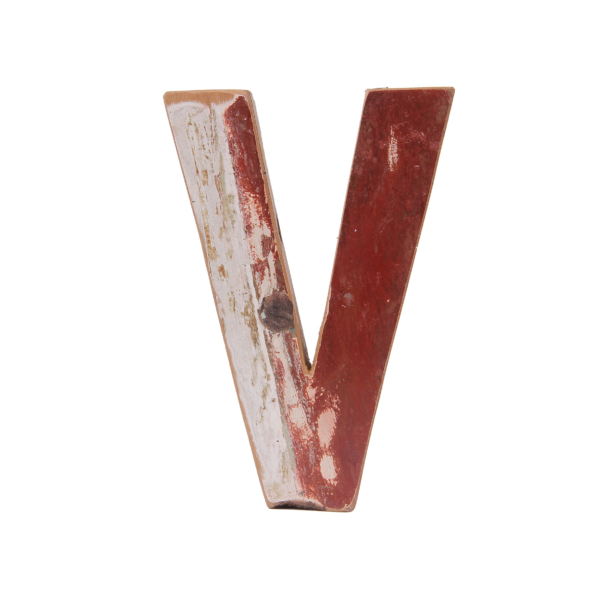 Holzbuchstabe 'V', mehrfarbig, T 2,5 cm, B 13 cm, H 19 cm von fischer's lagerhaus