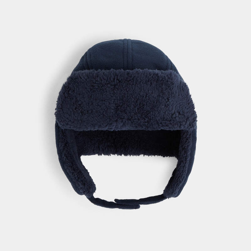 Chapka en polaire et moumoute sherpa bleu garçon