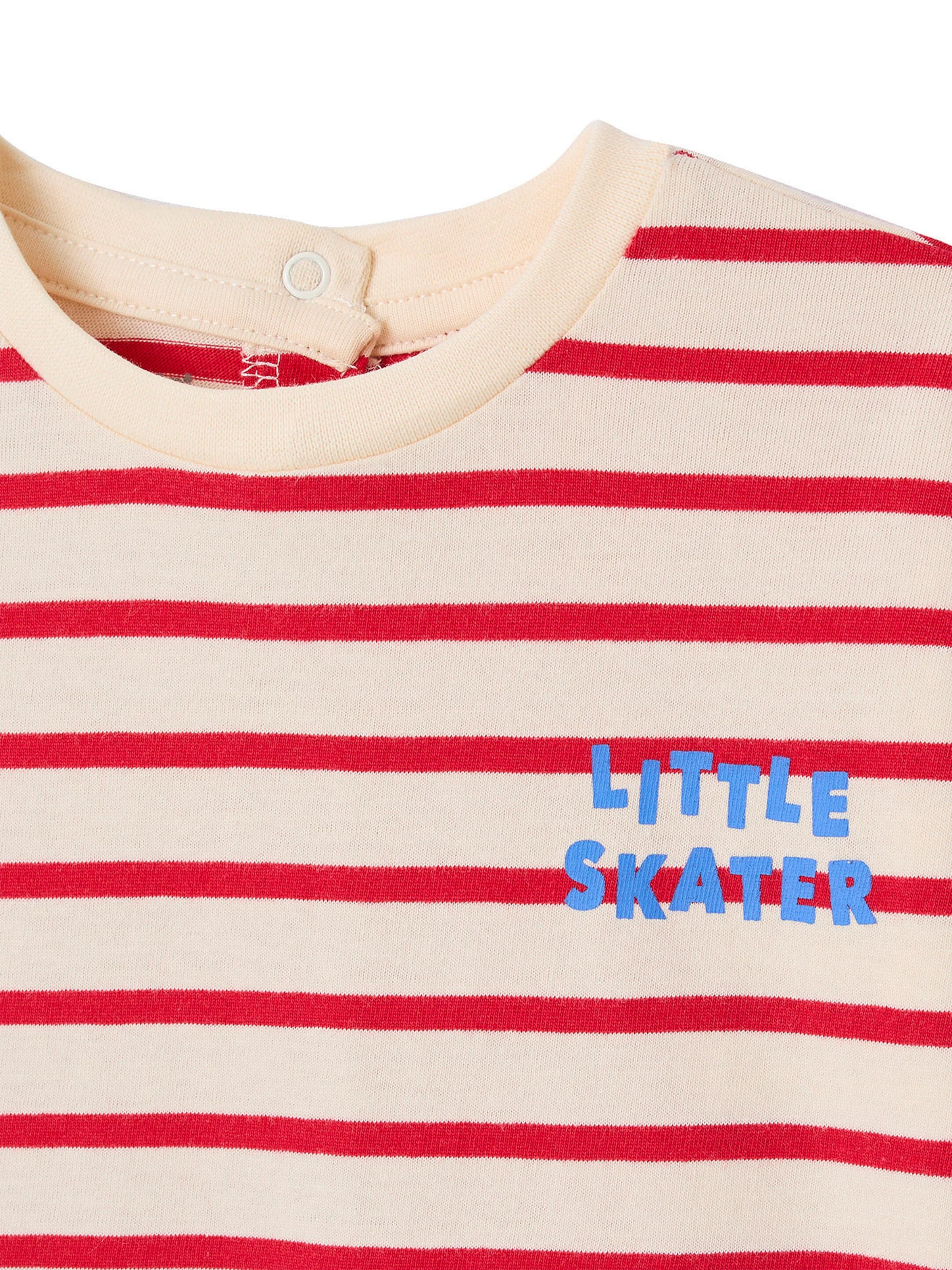 Vertbaudet Bio-Kollektion: Gestreiftes Baby Shirt mit Druckknöpfen hinten rot