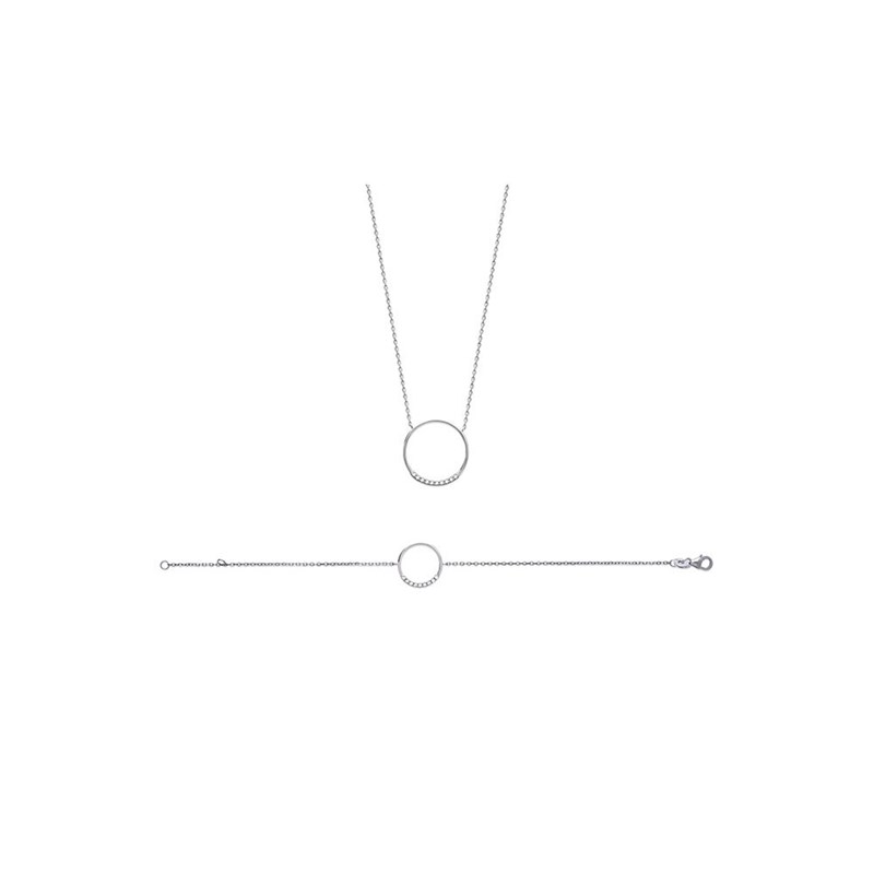 Bracelet Femme - Argent 925 - Oxyde de zirconium - Longueur : 18 cm