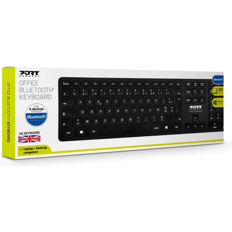 Port Designs 900903-R-FR clavier Maison RF sans fil + Bluetooth AZERTY Français Noir