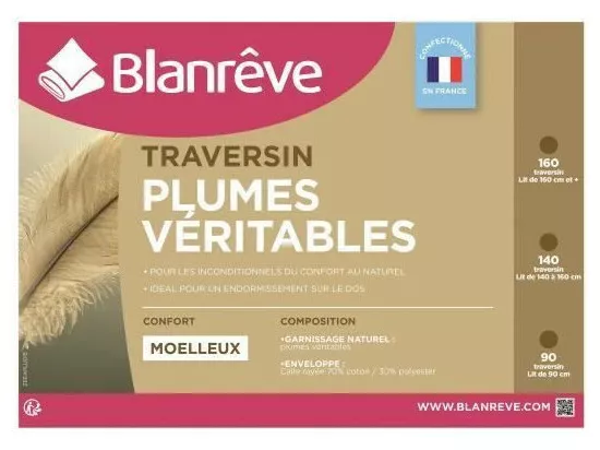 BLANREVE Traversin Plumes 160 cm