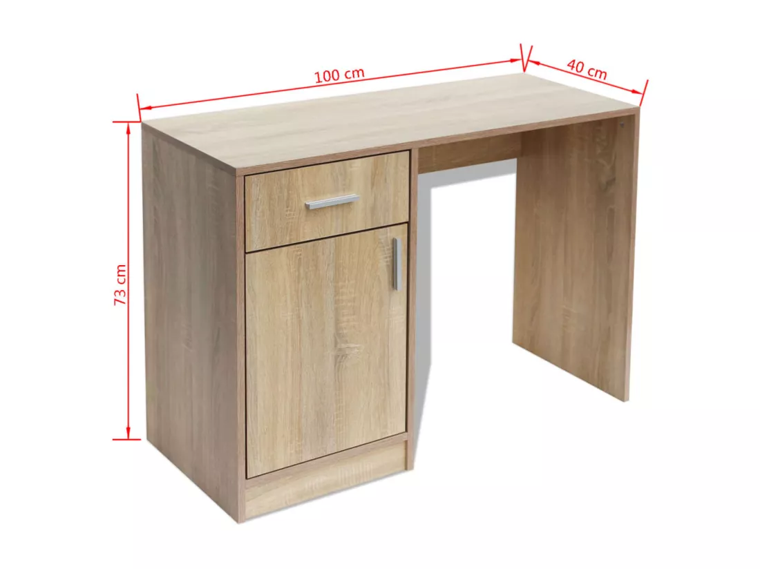 Bureau avec tiroir et placard Chêne 100x40x73 cm