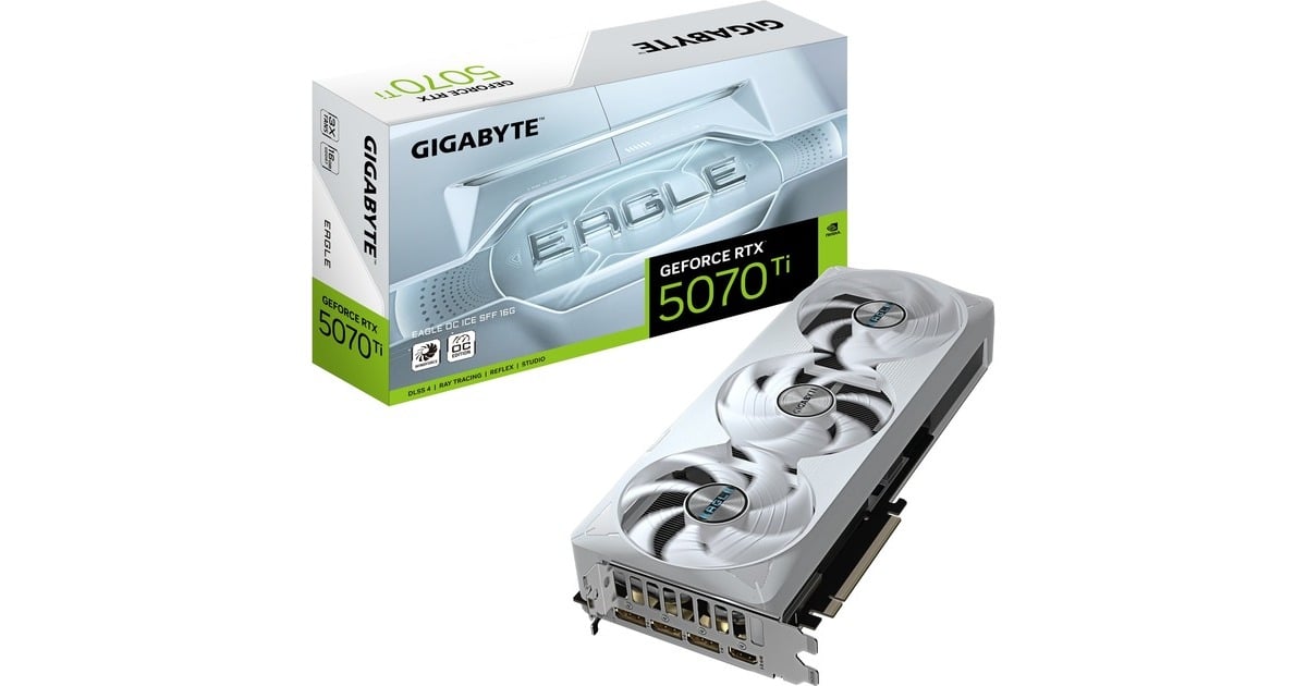 GIGABYTEGeForce RTX 5070 Ti EAGLE OC ICE SFF 16G grafische kaart  (3x DisplayPort, 1x HDMI)