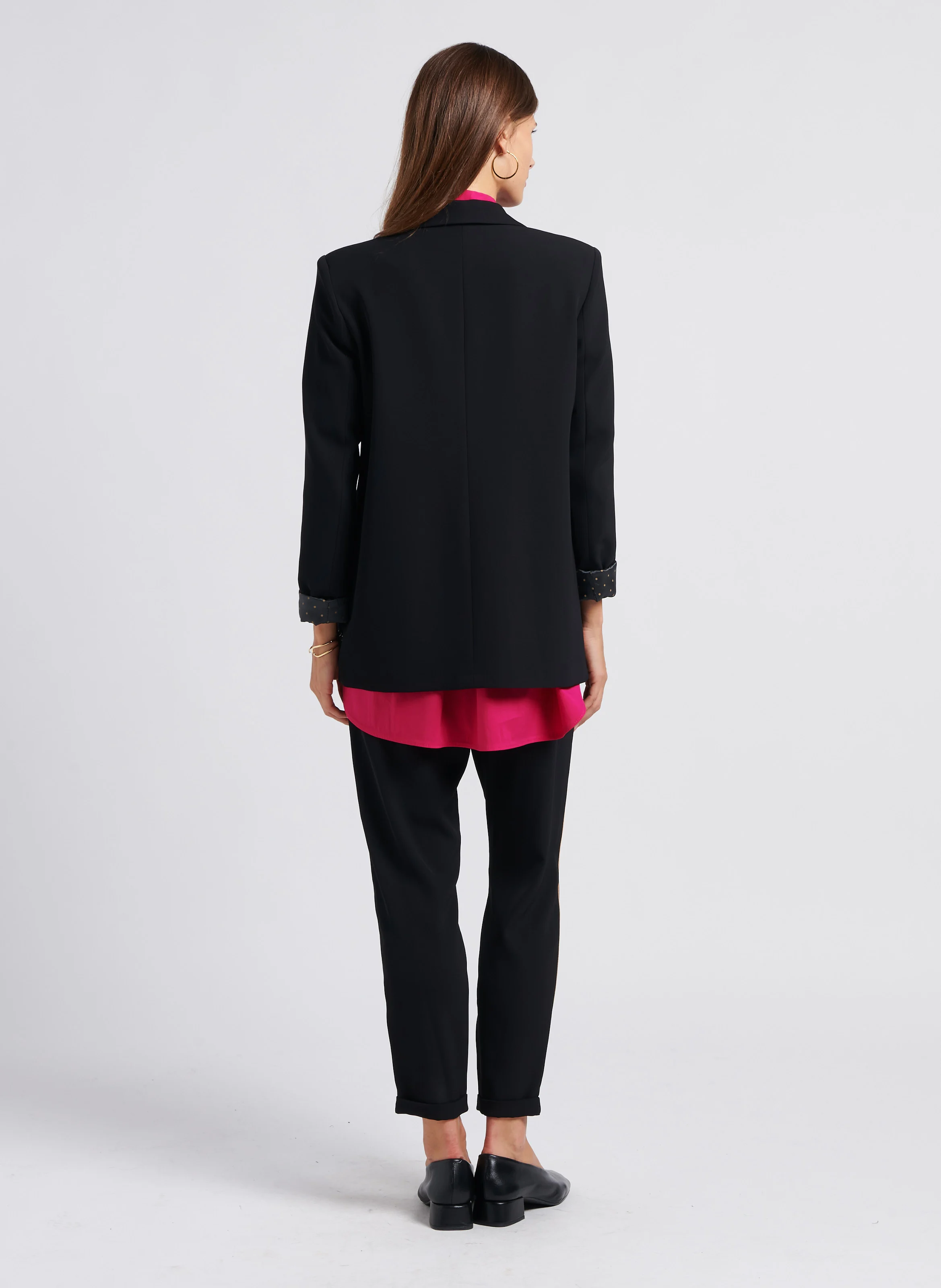 Chemise asymétrique col classique en coton mélangé | Rose