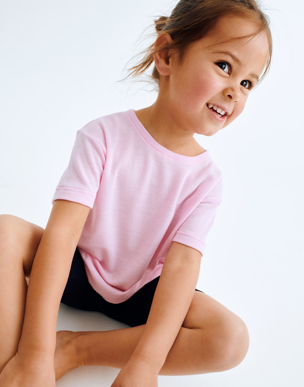 T-shirt in merinowol/zijde voor kinderen