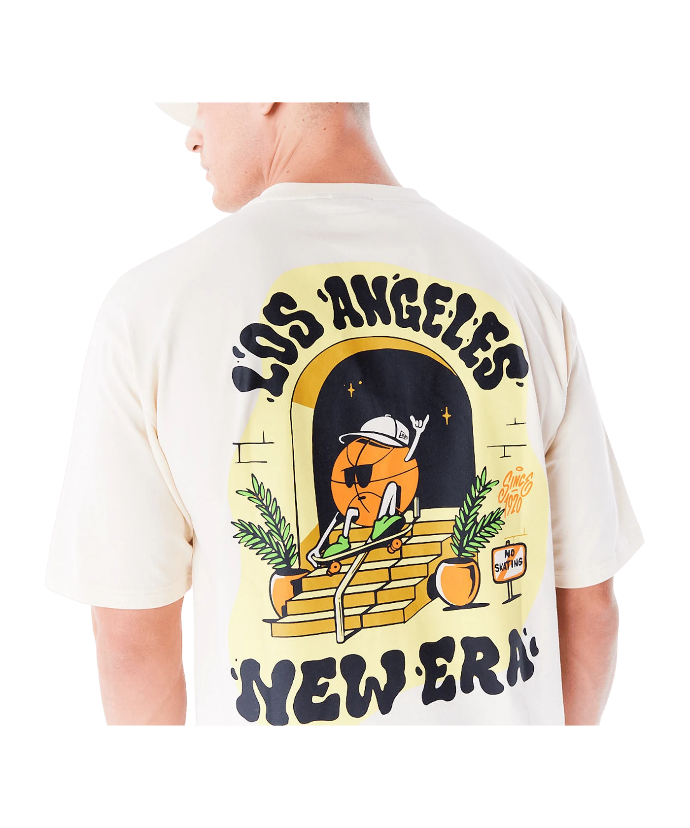 New Era Ne Los Angeles City Graphic Oversized T-Shirt Beige