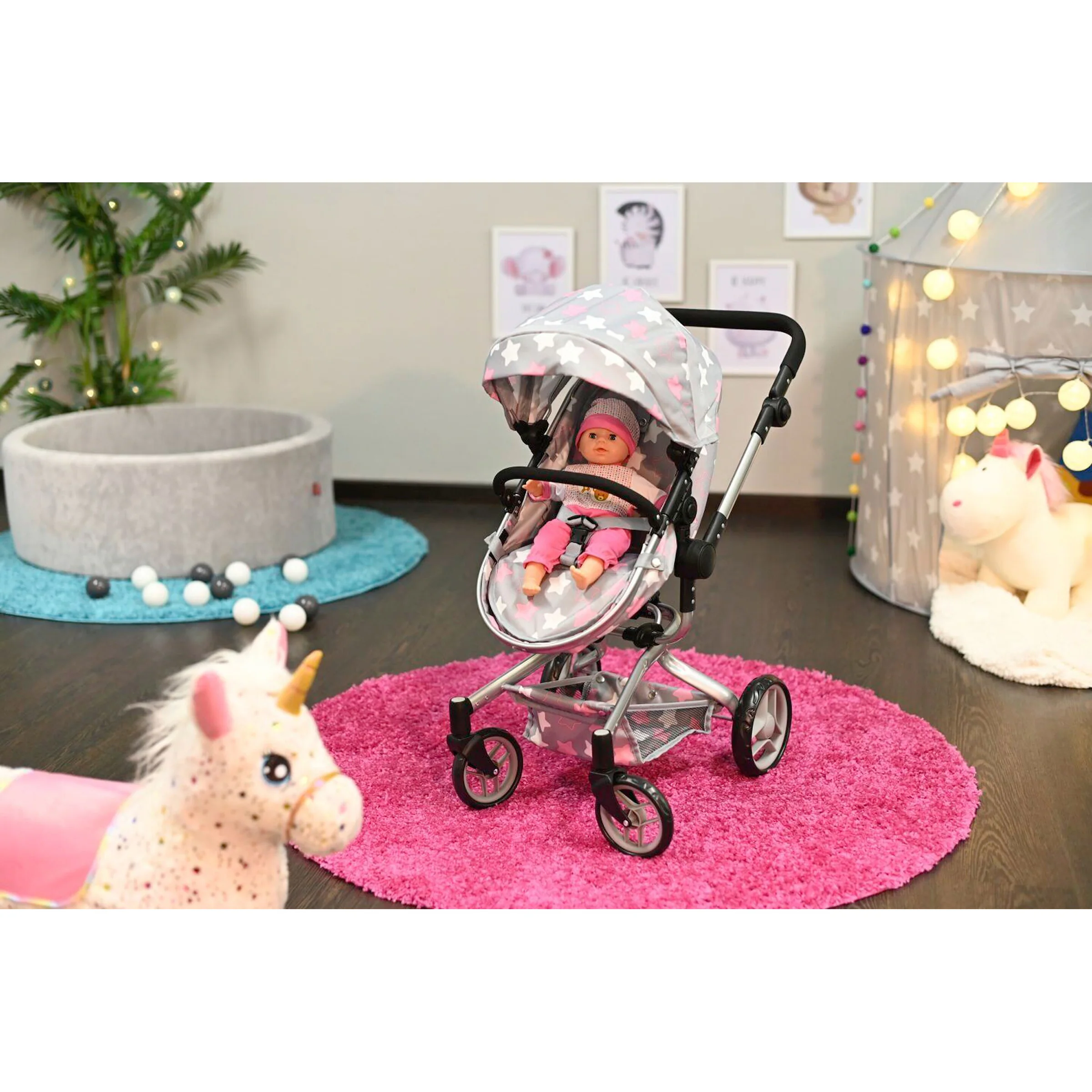 Knorrtoys Puppenwagen Boonk Star grey pink