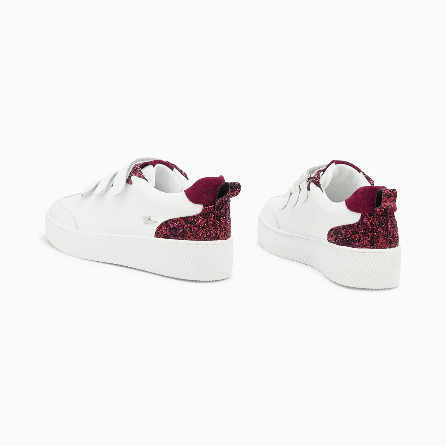 Sneakers-Baskets Eline blanc et pourpre pailleté à scratchs
