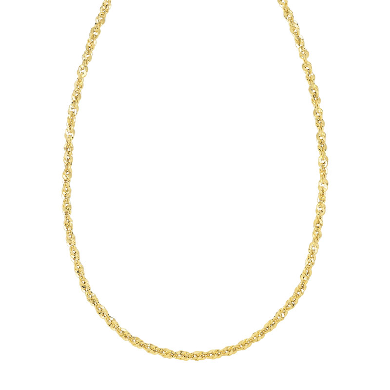 Collier or 750 jaune maille torsadée 45 cm