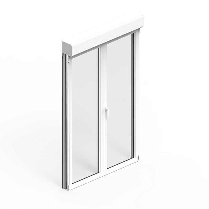 Porte fenêtre alu 2 vantaux + volet roulant électrique GoodHome blanc - l.120 x h.215 cm, tirant droit