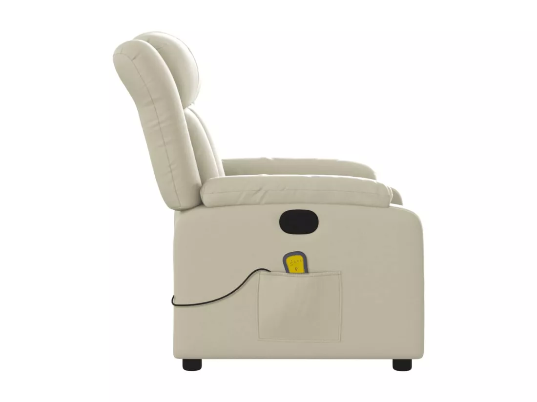 Fauteuil inclinable massant Crème Similicuir