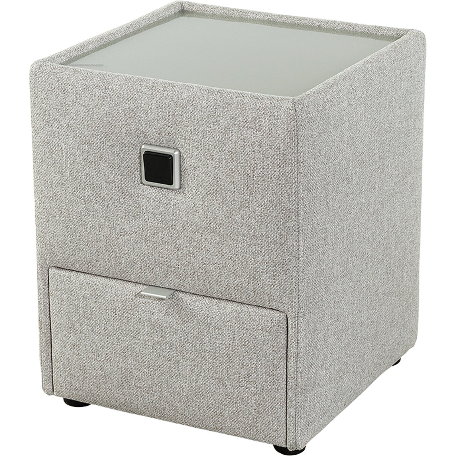 Boxspringbett Simone, Waffelcord-Stoff, 180 x 200 cm hellgrau