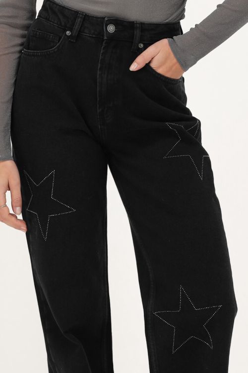 Zwarte wide leg jeans met sterren