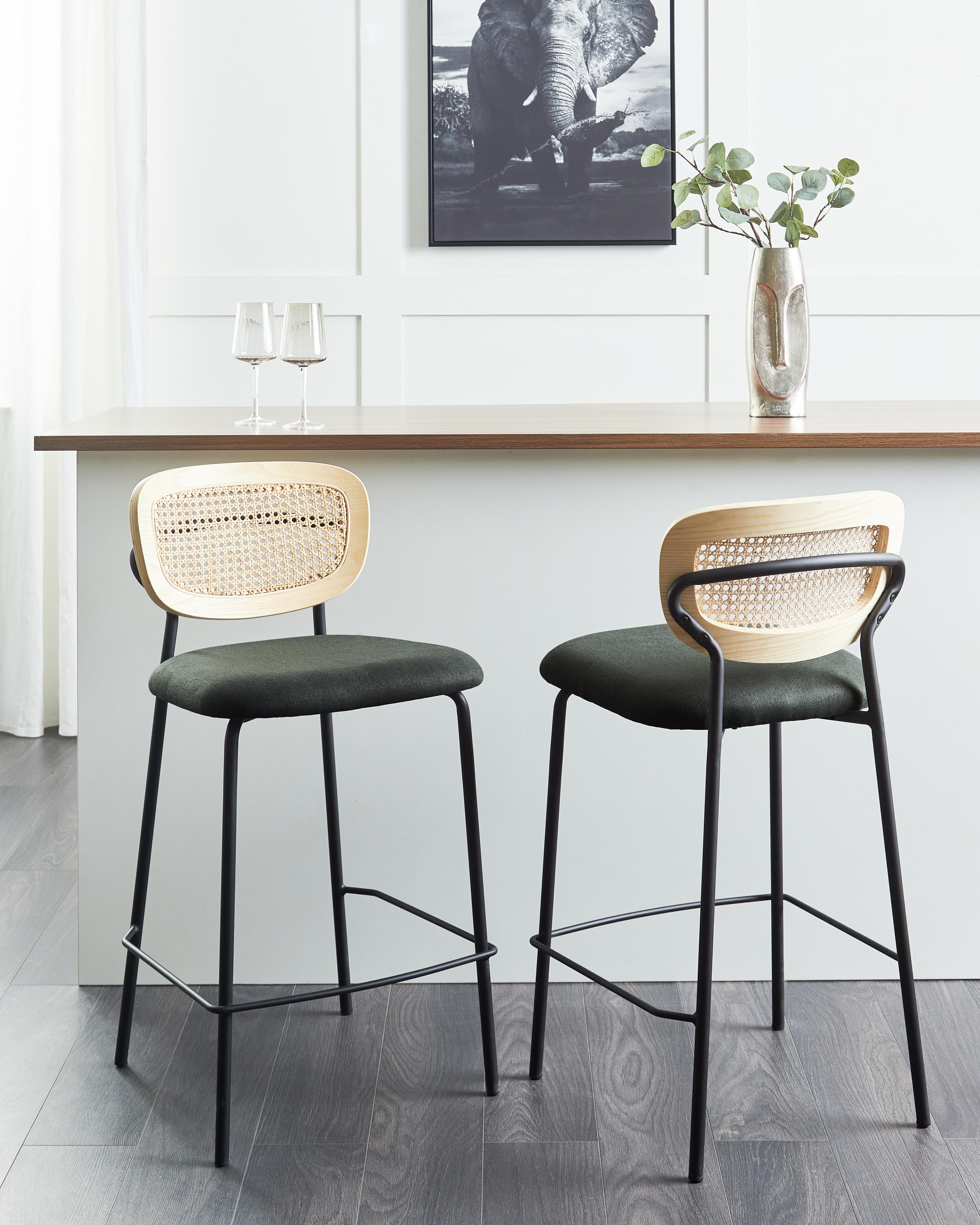 Set van 2 barstoelen MAYETTA Rotan Donkergroen