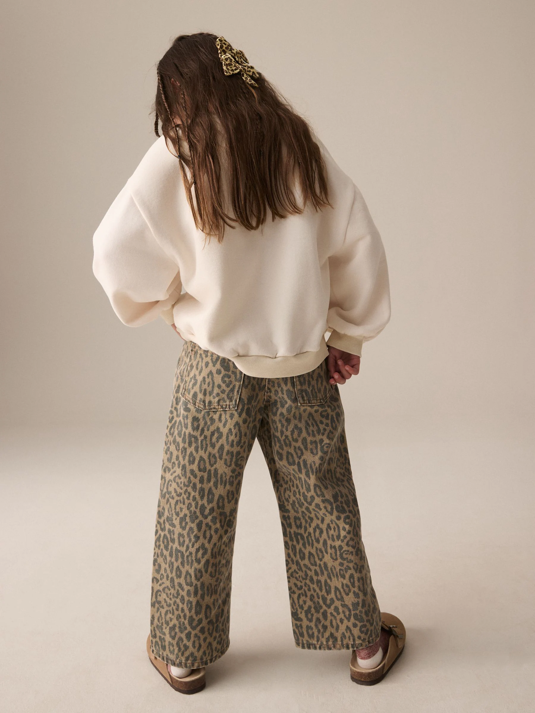 Ecru met paardenprint - Sweatshirt (3 - 16 jr)