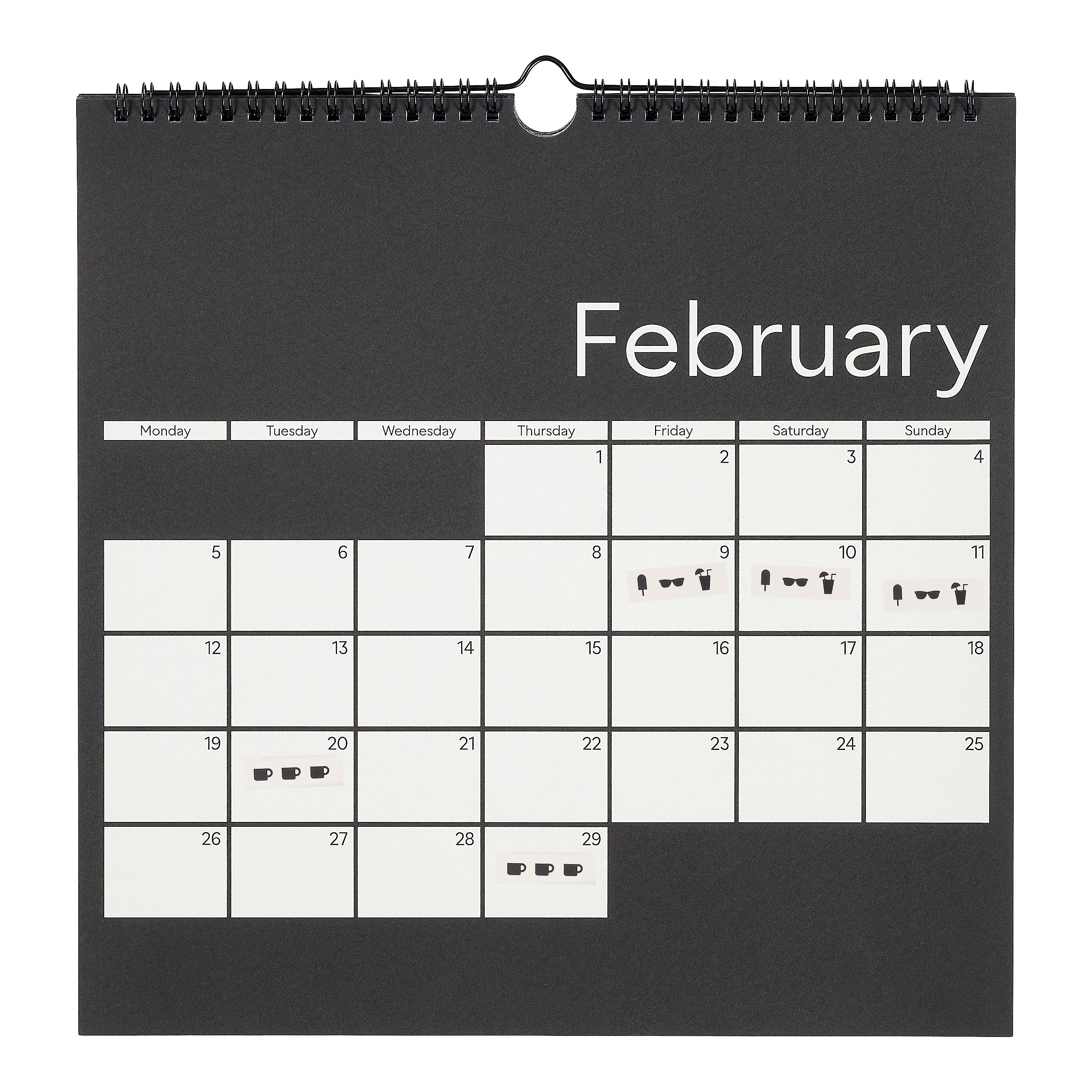 Design Letters  Wall Calendar 2024 - Light Grey/Sort