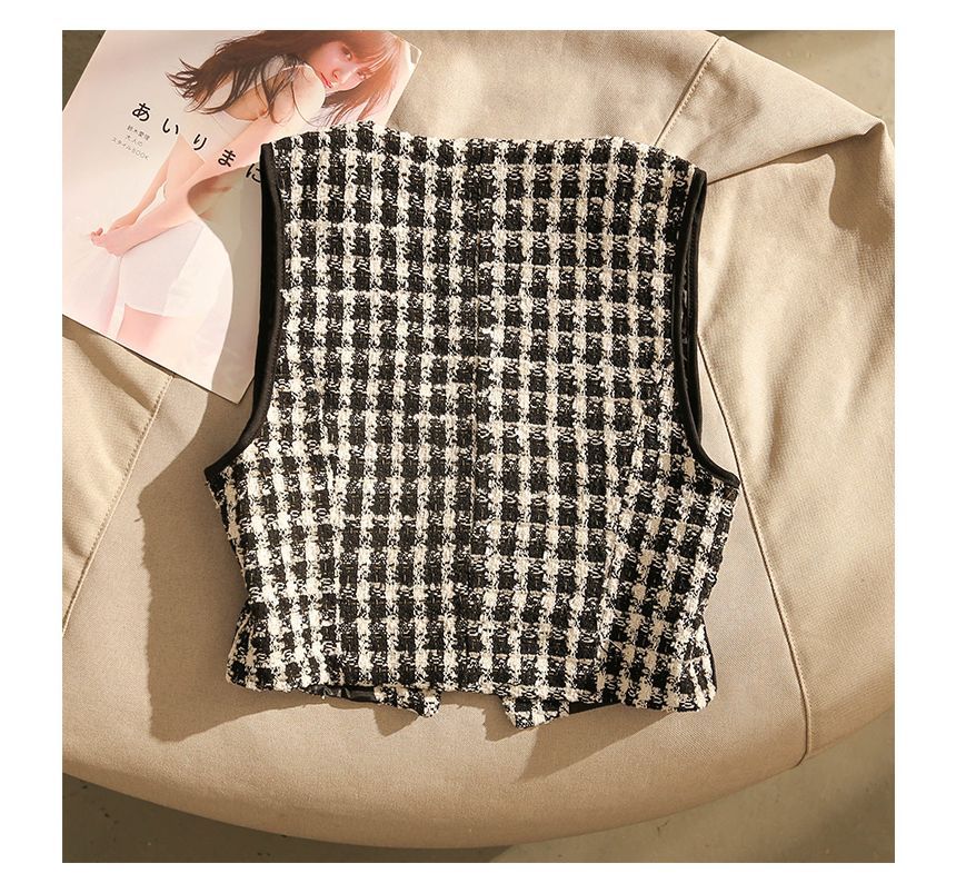 Eranellah - Geruit cropped vest