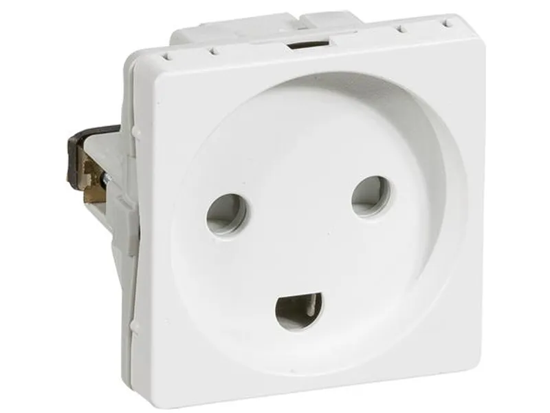 LAURITZ KNUDSEN FUGA® indsats stikkontakt hvid, 1 modul 2-pol med jord. 16A 250V.
