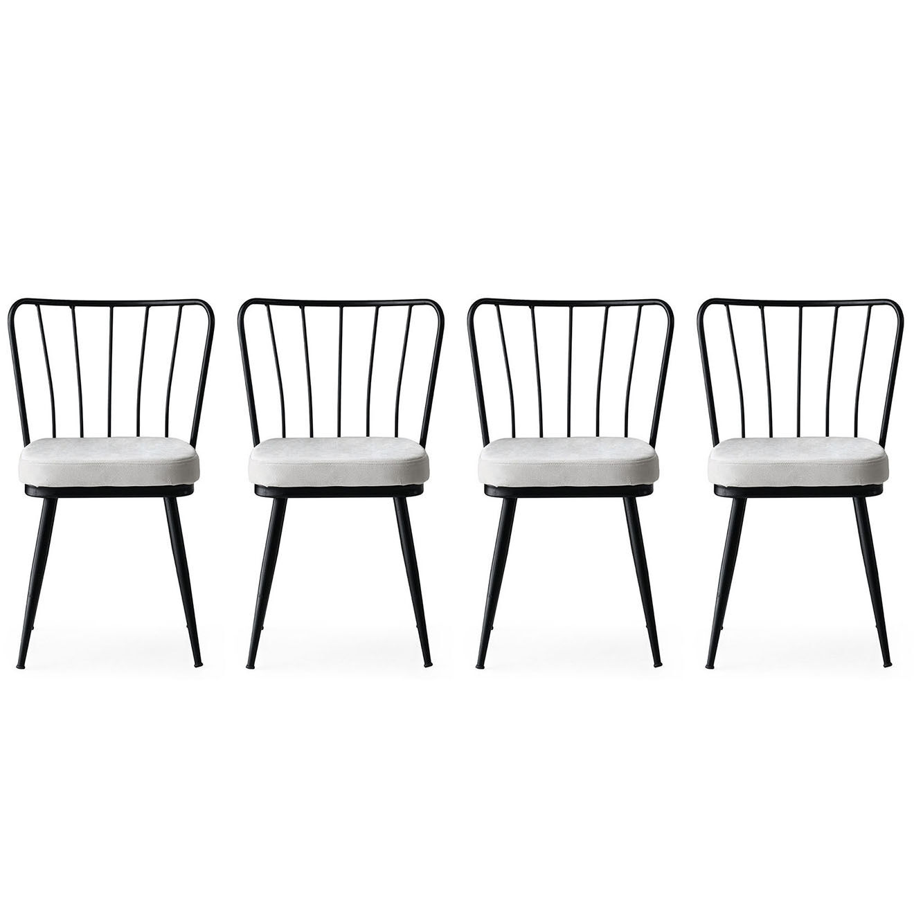 Homitis 4 chaises yildiz noir/blanc - 43x82x42 cm