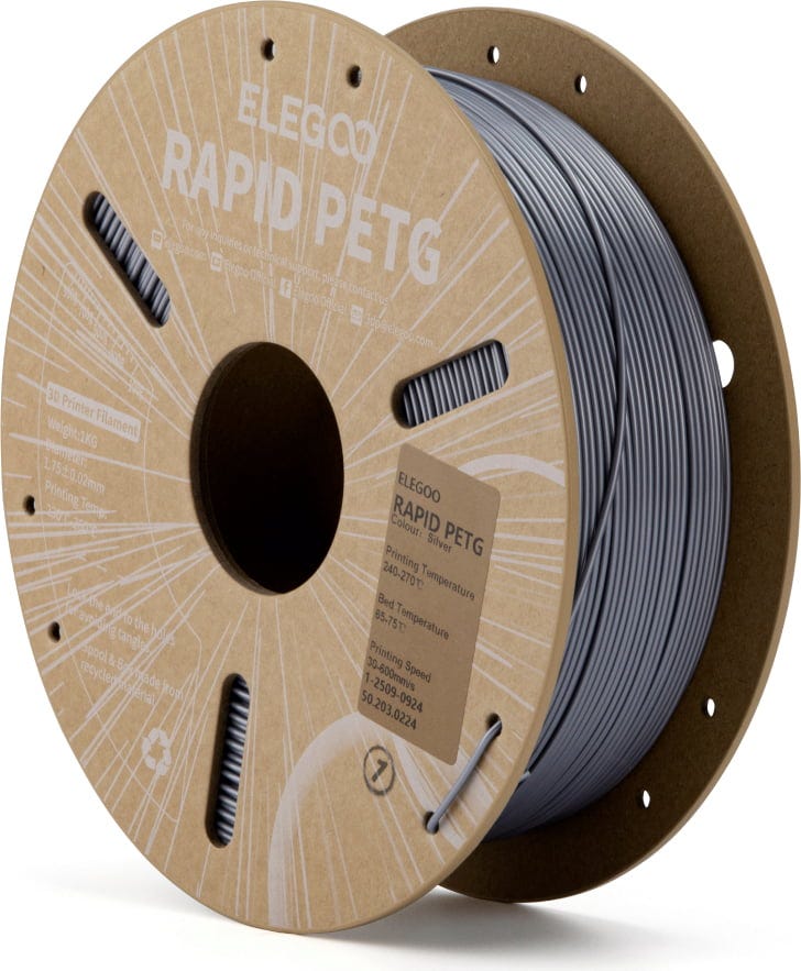 Elegoo  Rapid PETG Silver, 1,75 mm / 1000 g    PETG Material für den Hochgeschwindigkeitsdruck in Silver