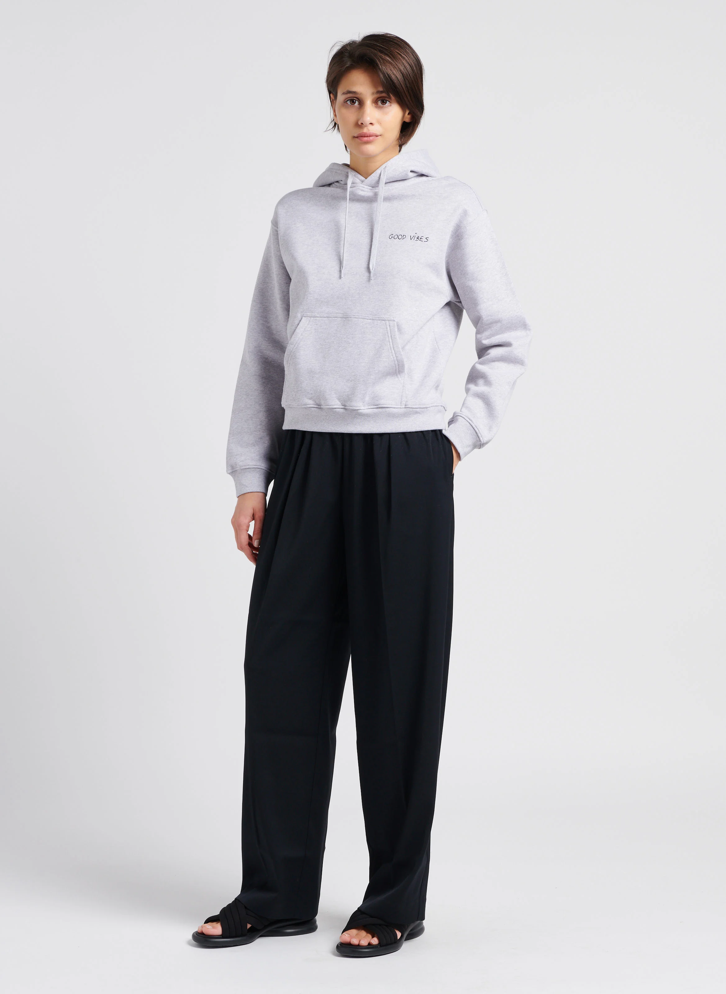 REAUMUR GOOD VIBE - Sweat à capuche brodé Good vibes en coton bio | Gris
