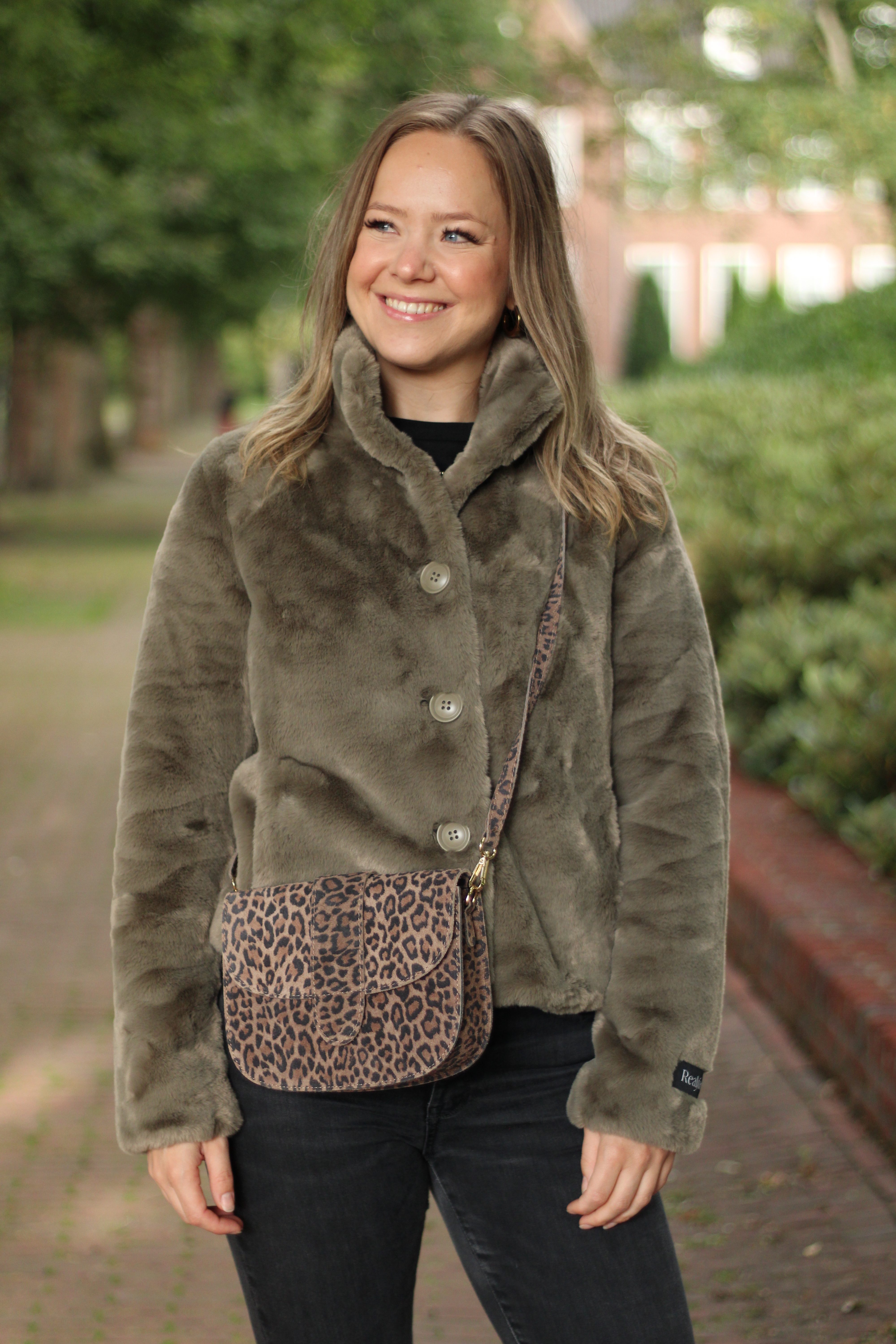 Rino & Pelle - Vie Single Breasted Fake Fur Jacket - Green Ash