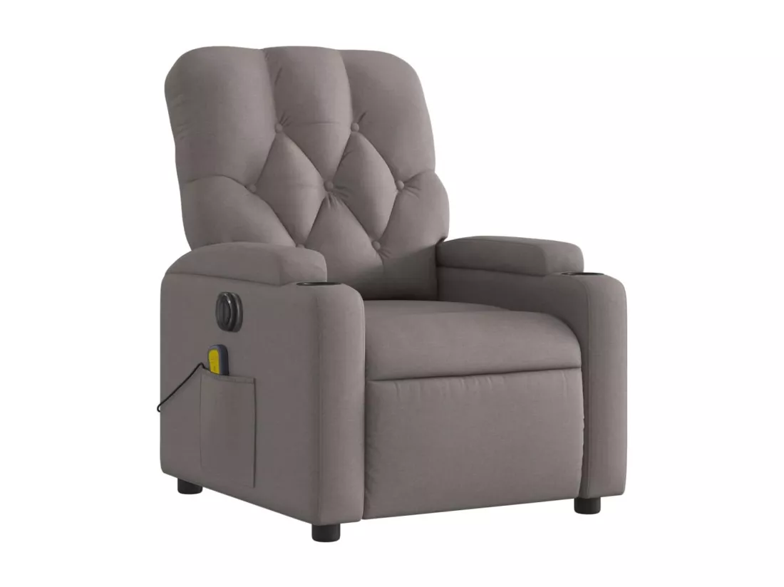 Fauteuil massant inclinable électrique Taupe Tissu