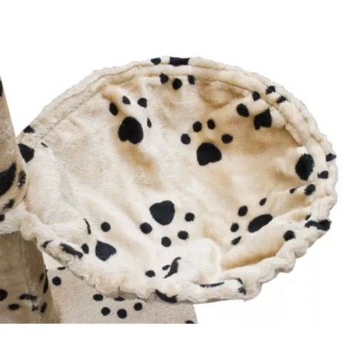 Arranhador XL para gatos, bege, com estampa de pata.