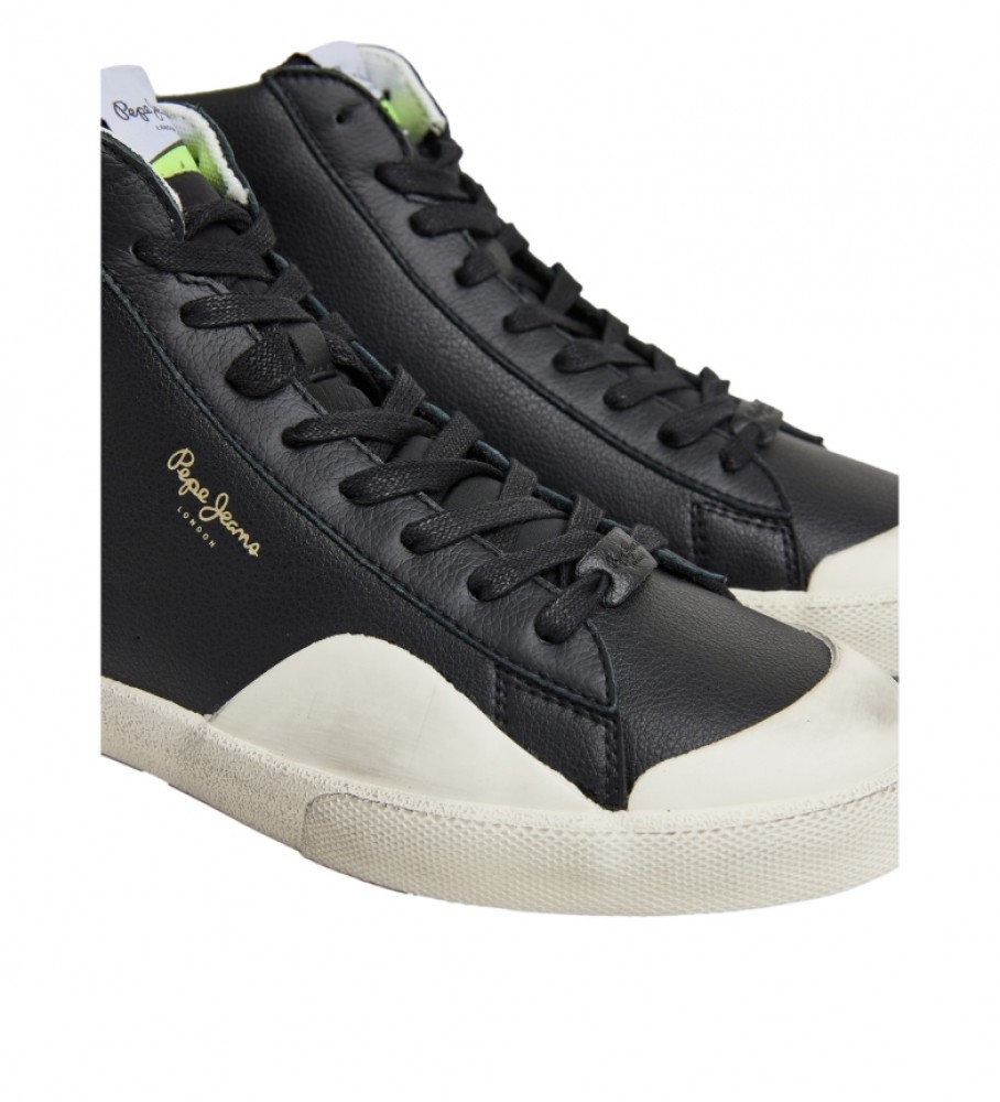 Tênis Pepe Jeans Kenton Vintagehigh de couro, tamanho M, preto