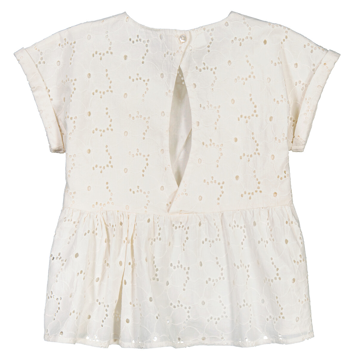 COLEÇÃO LA REDOUTE<br>Blusa em renda inglesa com mangas curtas