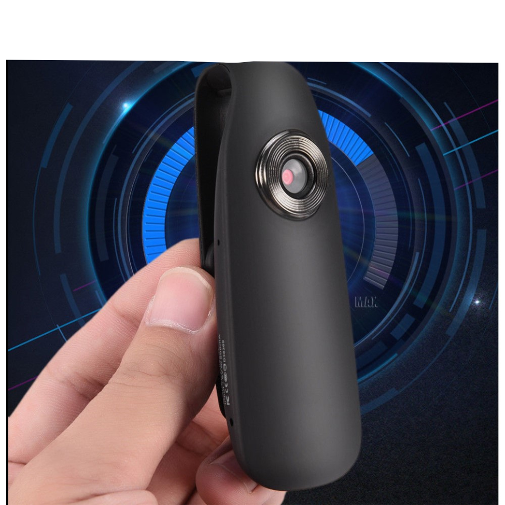 Mini FullHD 1080p Kamera Bodycam mit Bewegungserkennung / Sprachaufzeichnung / MicroSD / 130° Blickwinkel    Clip-Halter - Schwarz
