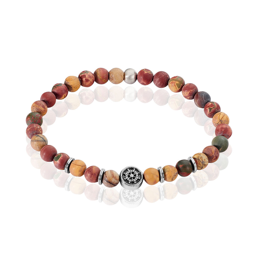 Bracelet Acier Huguesi Boules Oeil De Tigre