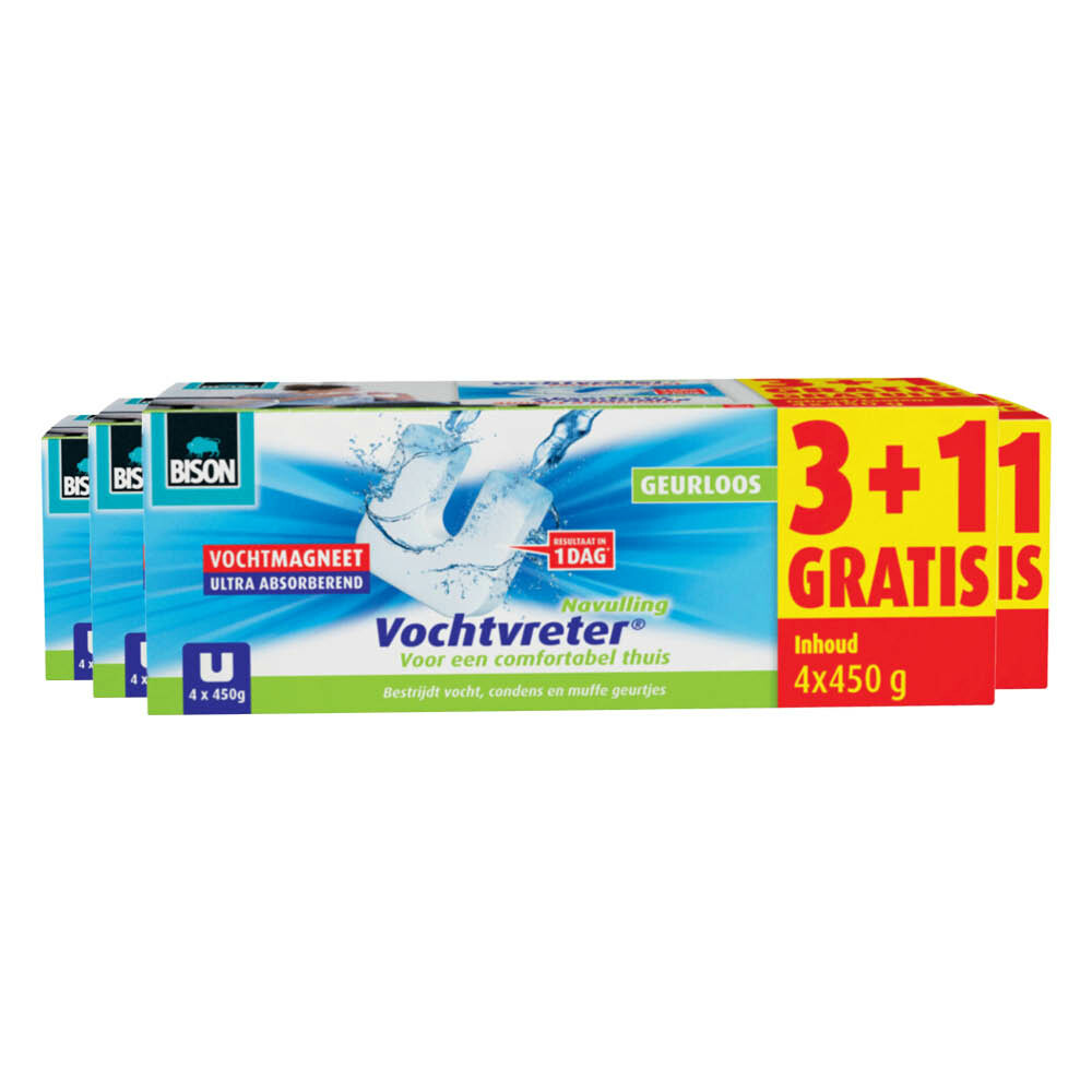 4x Bison Vochtvreter Vochtmagneet Neutraal Navulling4 stuks