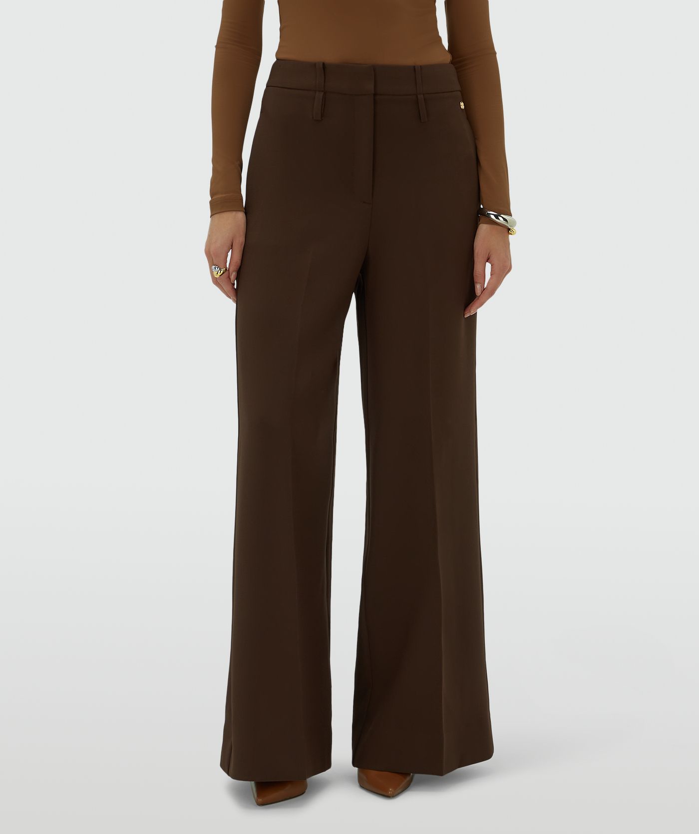JV-SKY high rise wide leg pantalon - brown