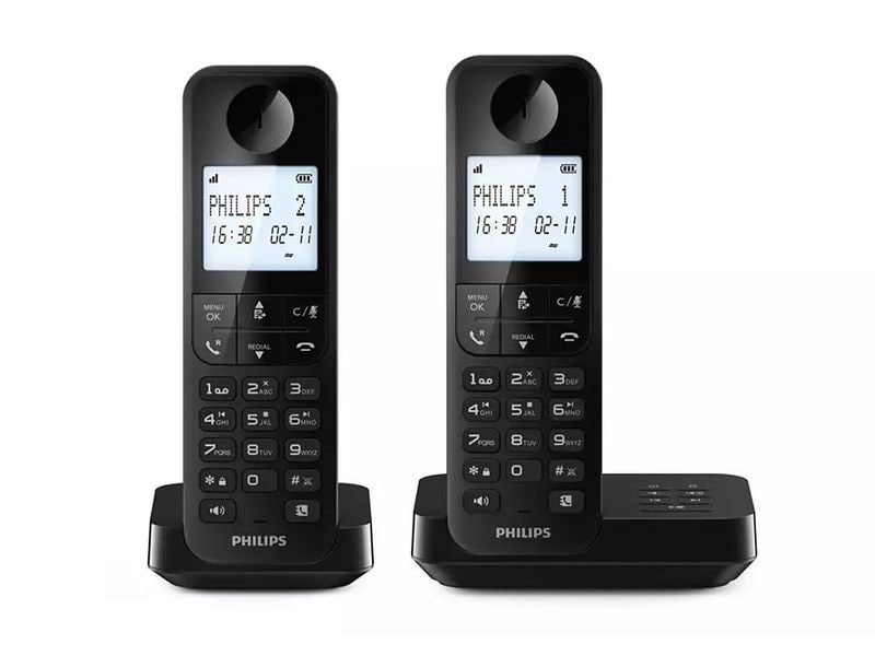 Philips Schnurlostelefon D2752B Duo Schwarz Schnurlostelefon mit Anrufbeantworter
