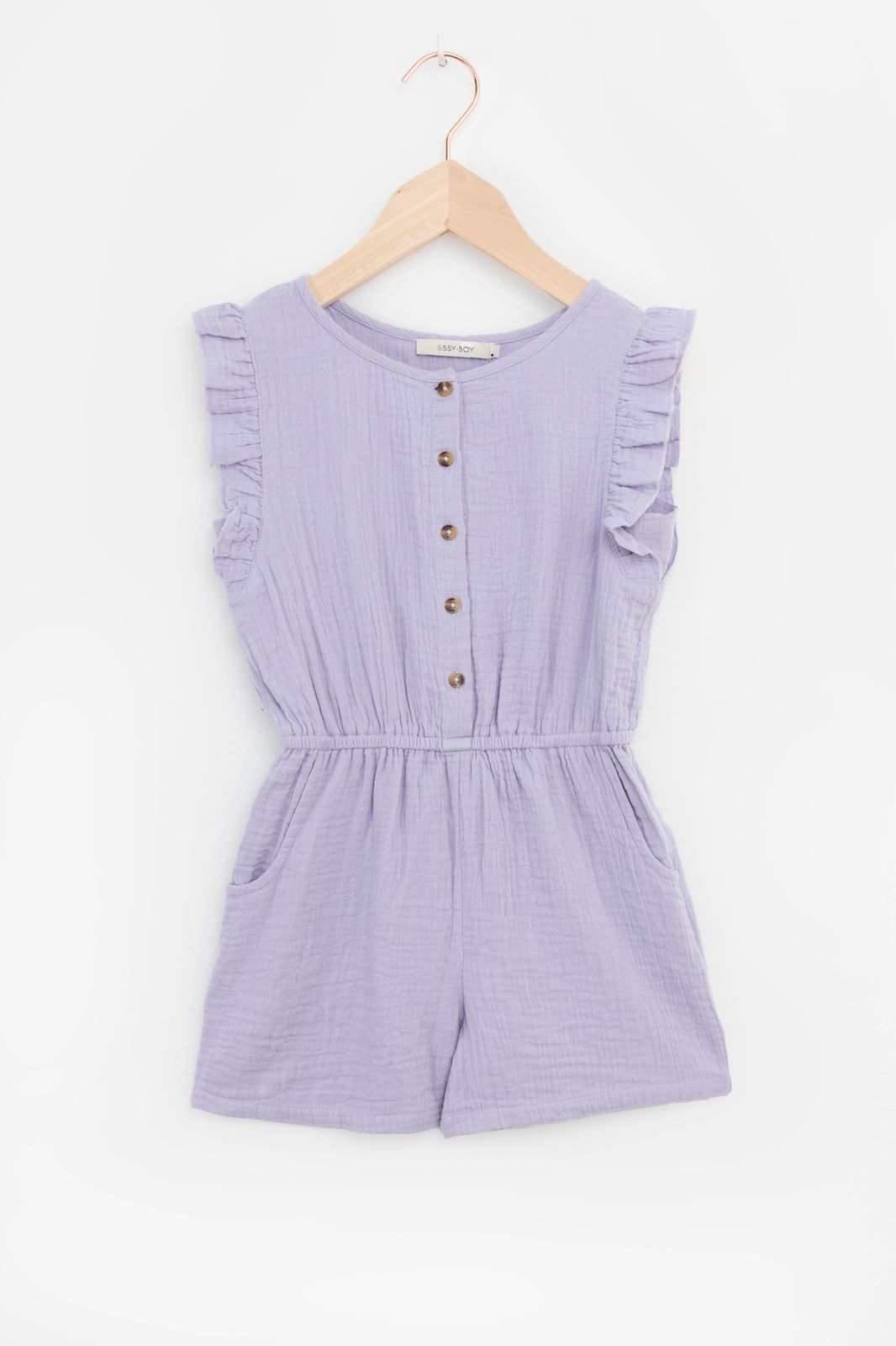 Lavendel playsuit met ruffles