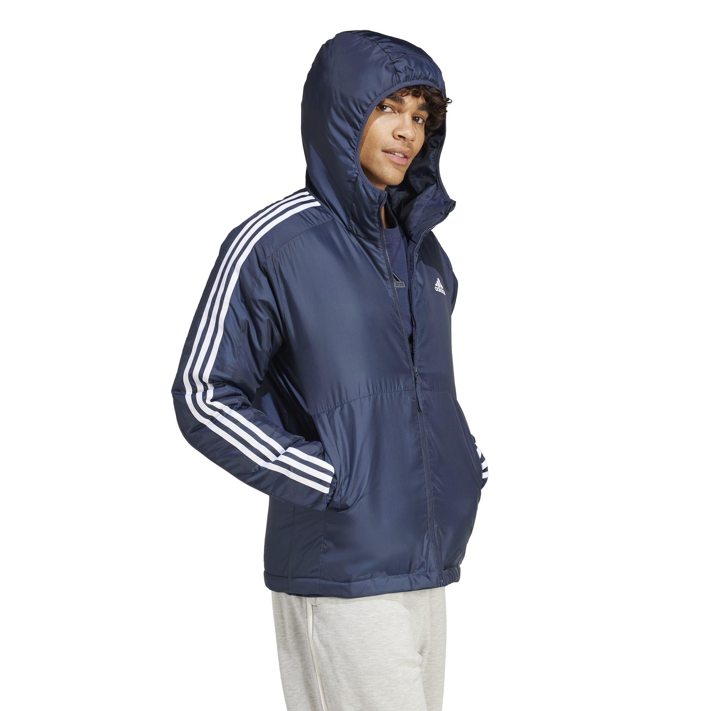 adidas 3 Stripe Essential Hooded Jacket Mens