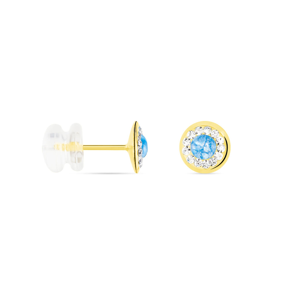Boucles D'oreilles Amazone Or Jaune Email Strass