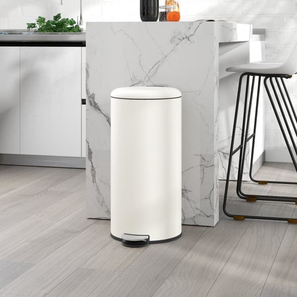 Søppelbøtte 30L pedalbøtte, kosmetikkbøtte, søppelbøtte med lokk og fotpedal, søppelbøtte med innerbeholder, til stue, kontor, metall, 36 x 30 x 63,5